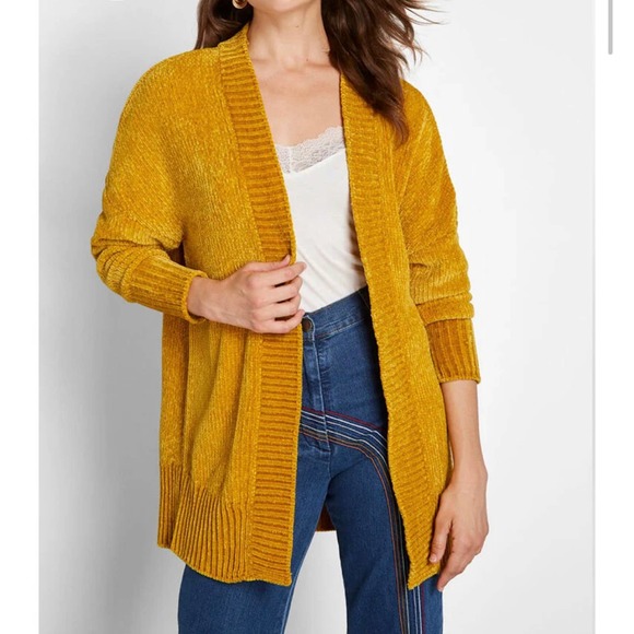 Modcloth Sweaters - ModCloth Chenille Cardigan Honey Gold Sweater Med